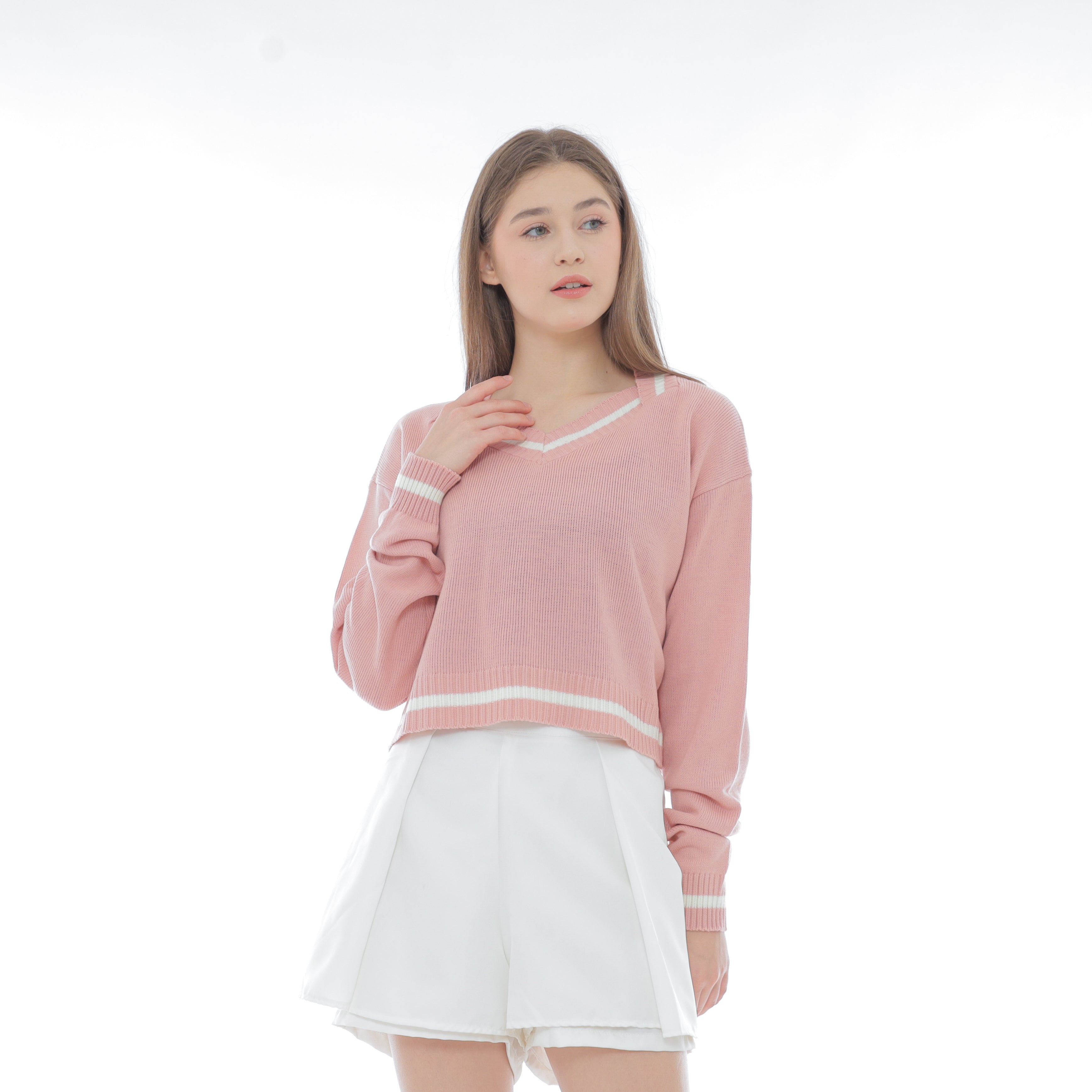 Kiyomi V-Neck Crop Knit Sweater