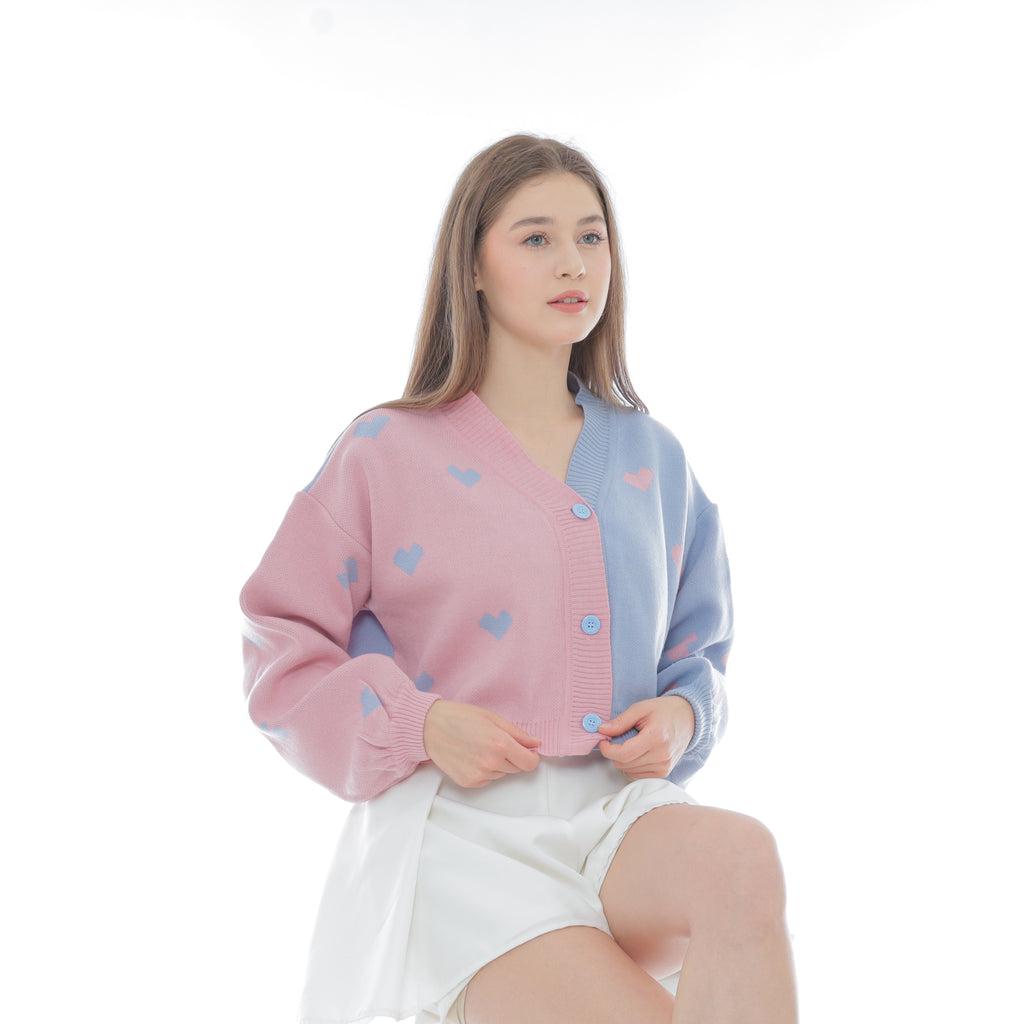 Cupid Two Tone Crop Knit Cardigan