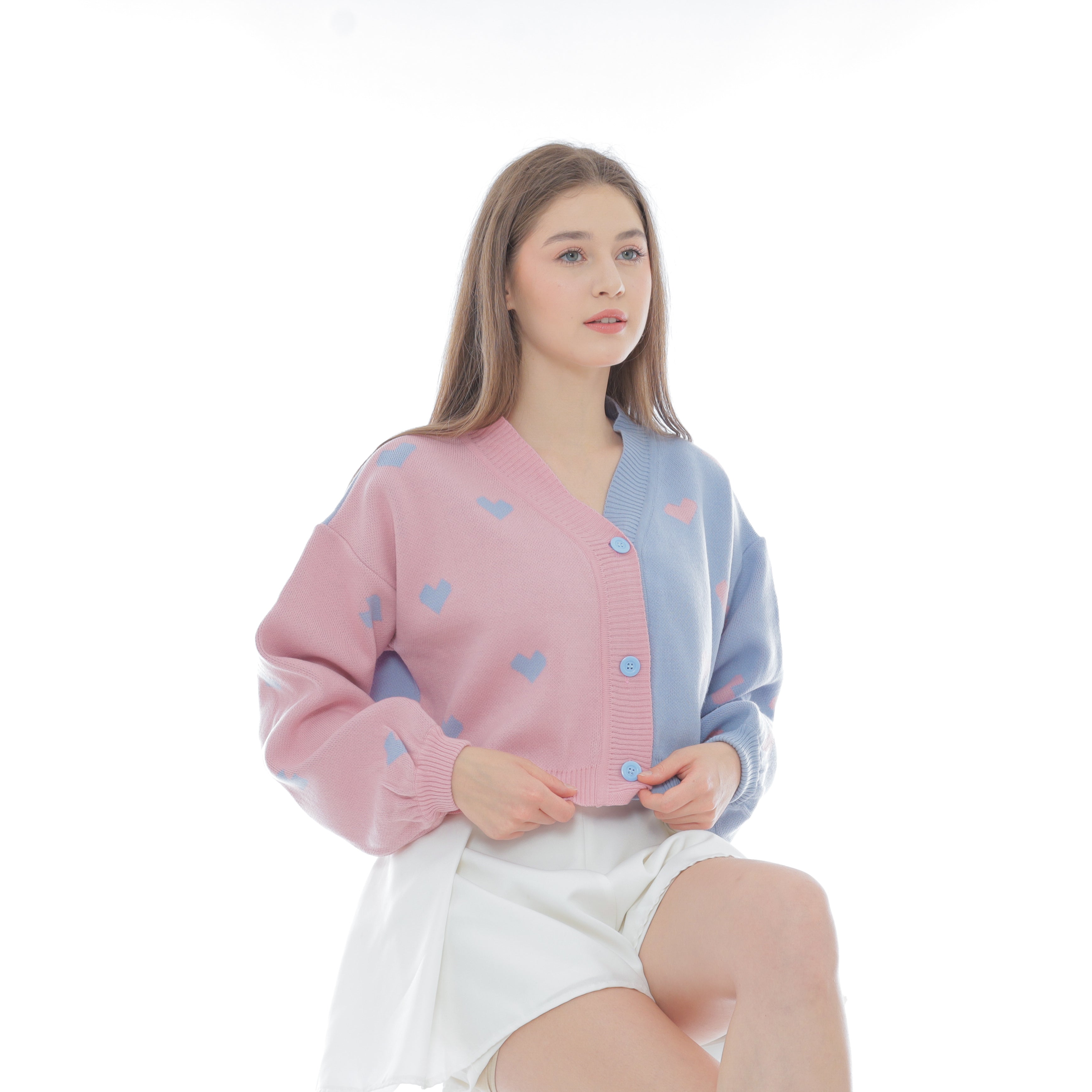 Cupid Two Tone Crop Knit Cardigan