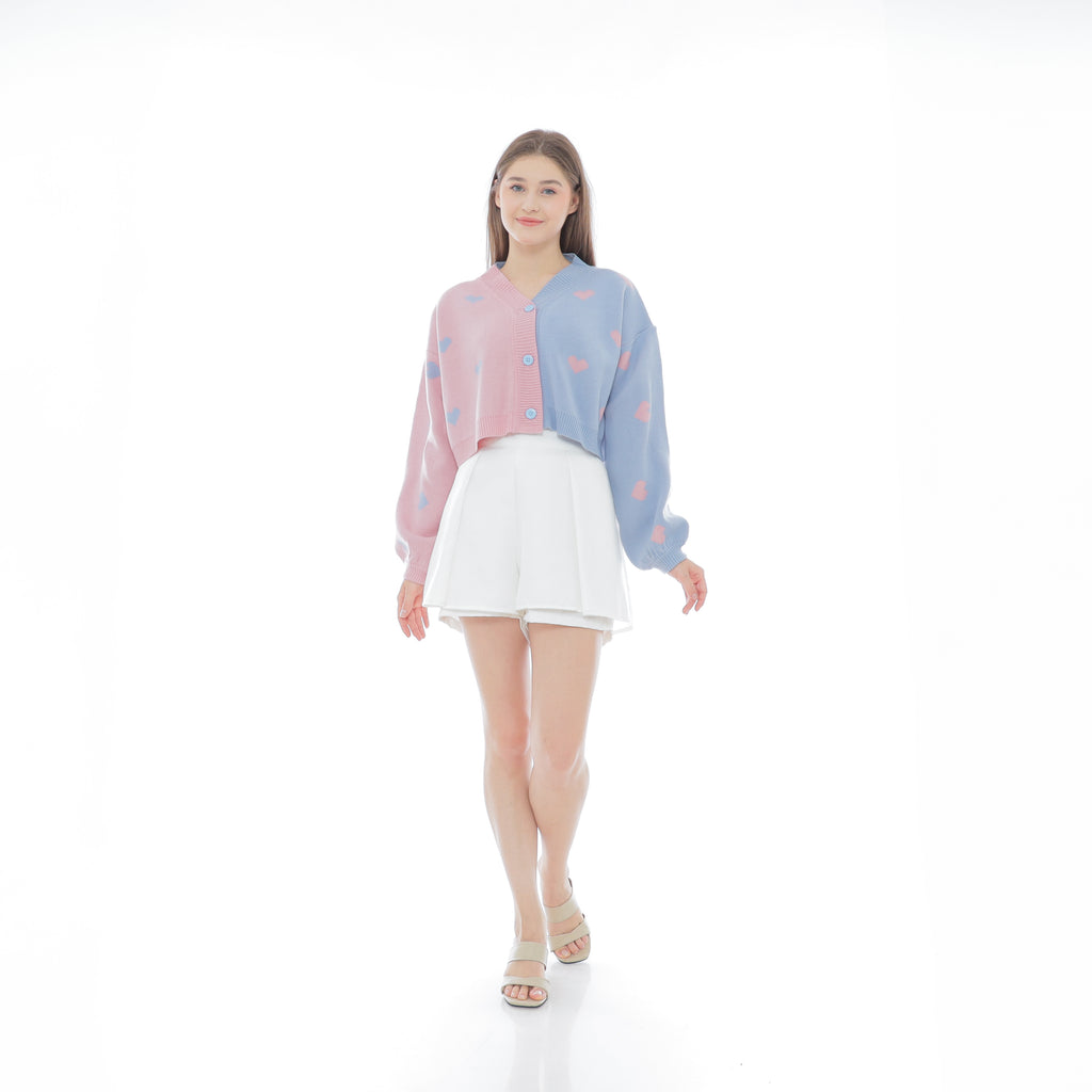 Cupid Two Tone Crop Knit Cardigan