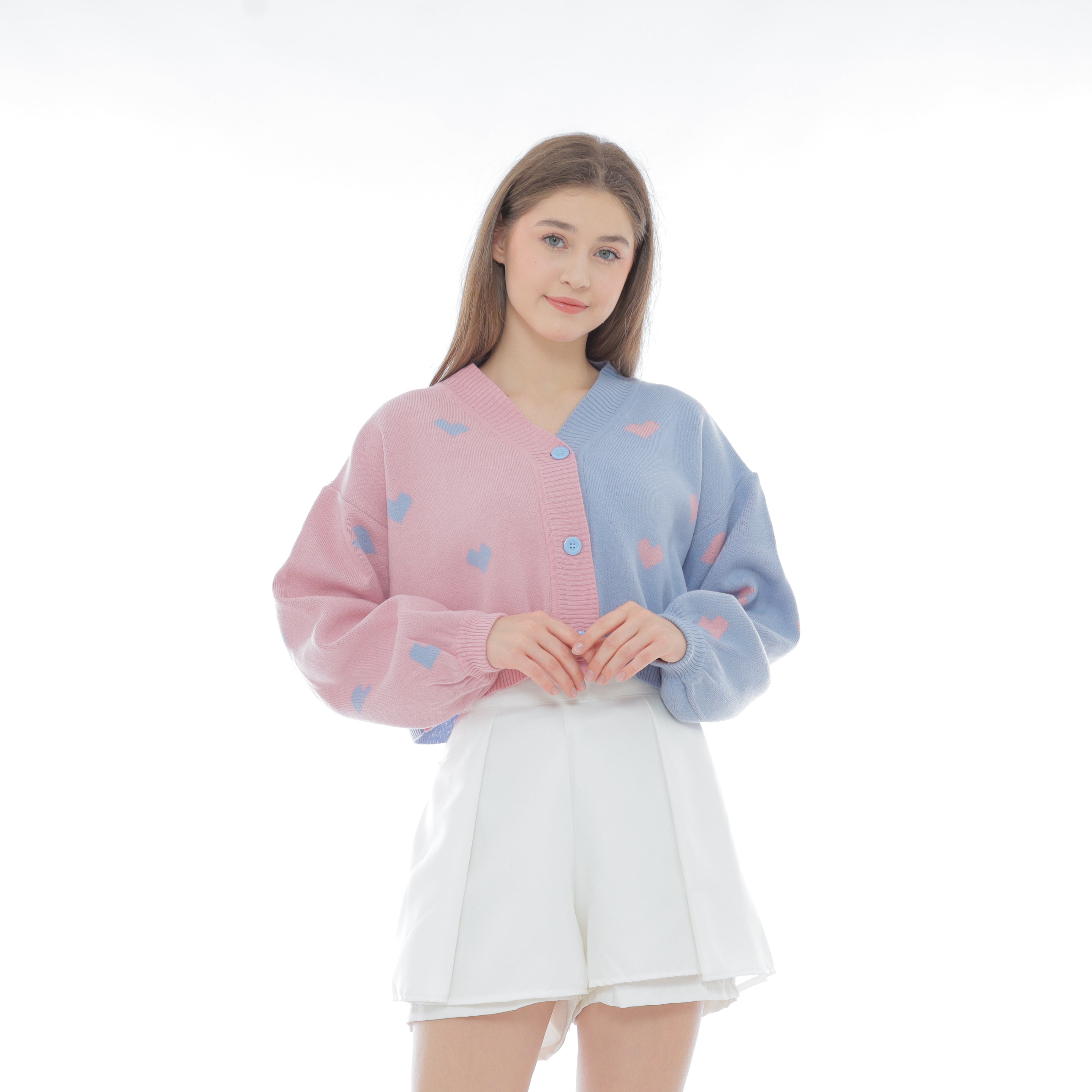 Cupid Two Tone Crop Knit Cardigan