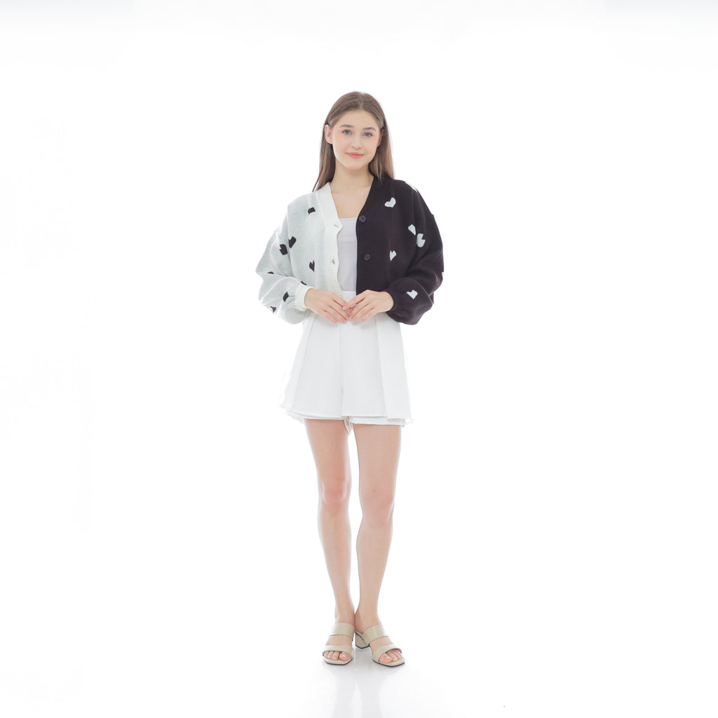 Cupid Two Tone Crop Knit Cardigan